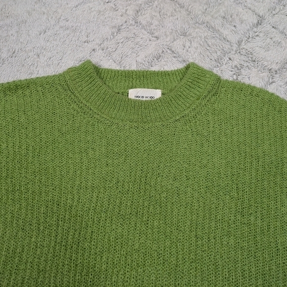 Wood Wood Sweater Women's S Green Light Tilda Mohair Knitted Boxy Rib Neck  - Picture 2 of 9